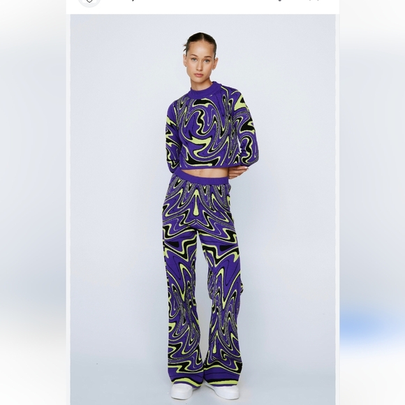 Nasty Gal Pants - Nasty Girl 2 piece Swirl knit top & Pants Sz.L NWT